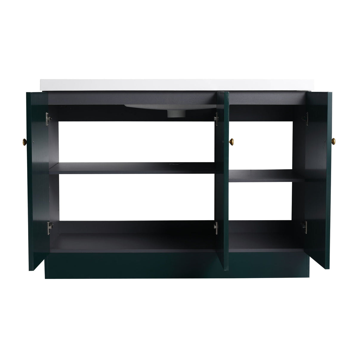 Freestanding bath vanity with resin sink and door, dark green cabinet, white top HouseOfZazla on Tampa Home & Garden Store