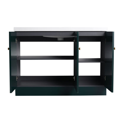 Freestanding bath vanity with resin sink and door, dark green cabinet, white top HouseOfZazla on Tampa Home & Garden Store