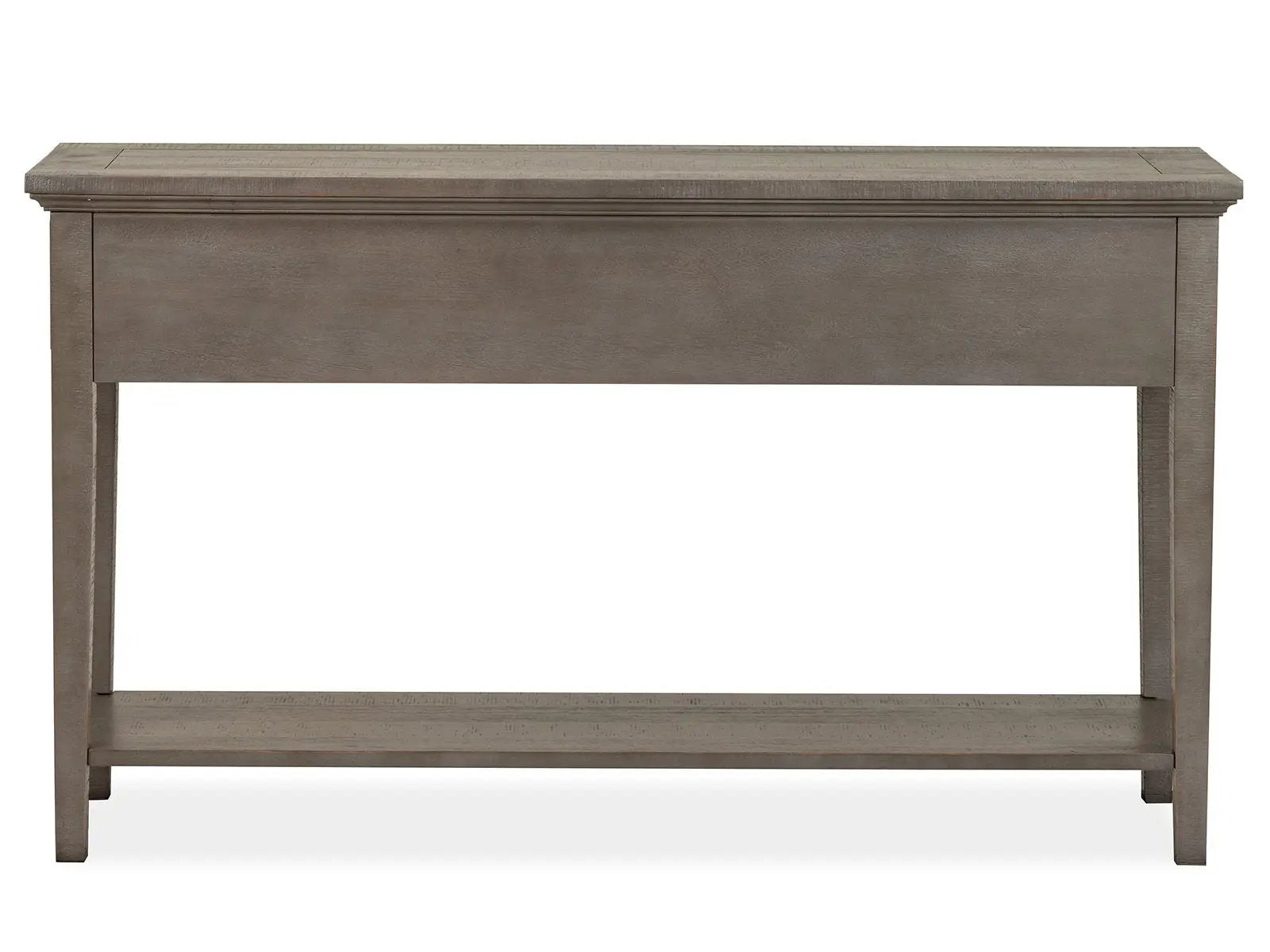 Paxton Place rectangular sofa table in dovetail gray wood finish with lower shelf on Tampa Home & Garden Store