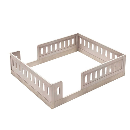 Platform bed with guardrails in light wood finish, slotted side panels on Tampa Home & Garden Store