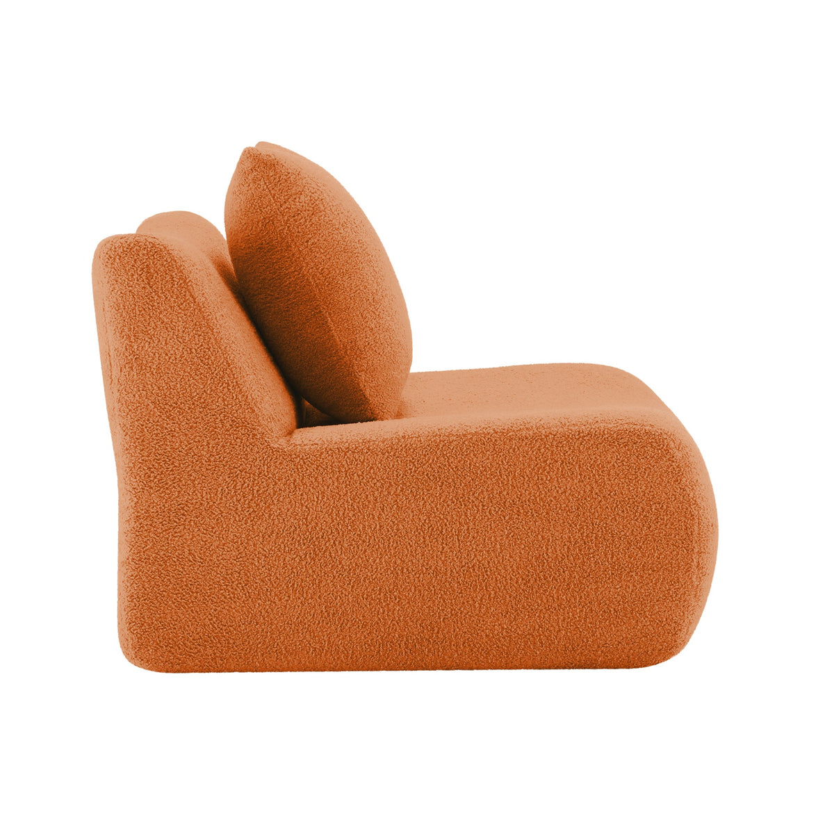 Orange Teddy Fabric Armless Sofa and Pillow Cushions