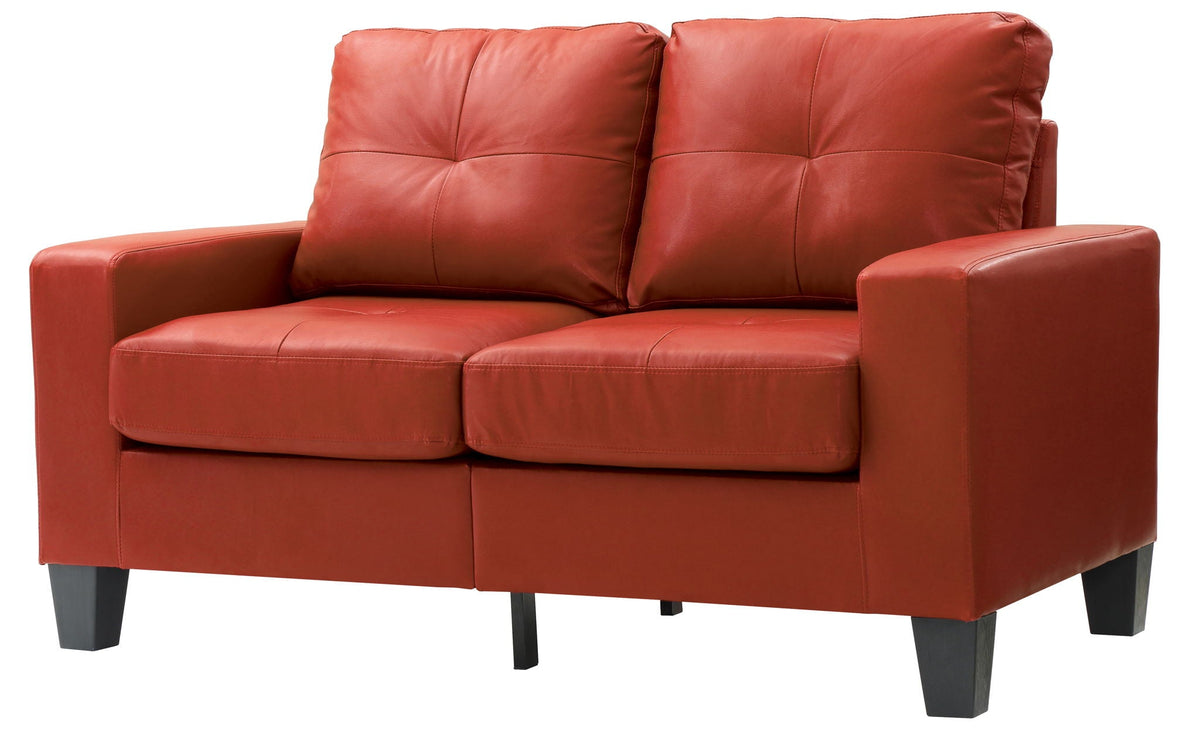 Track Arm Loveseat red upholstery with pocket-coil comfort by HouseOfZazla stationary loveseat on Tampa Home & Garden Store
