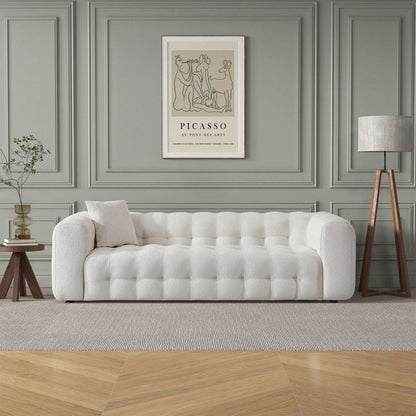 Eden - Modern Tufted Chesterfield Sofa cream fabric upholstery living room style on Tampa Home & Garden Store