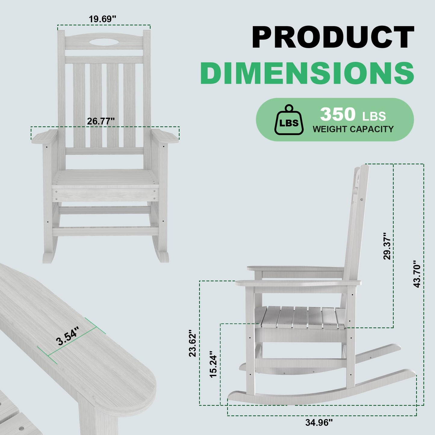 Set of Two Oversized HDPE Outdoor Rocking Chairs