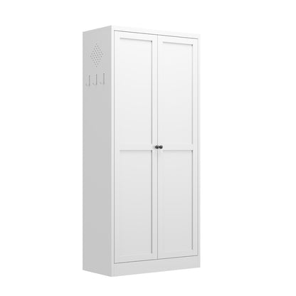 White Metal Pantry Cabinet With Steel Shelves