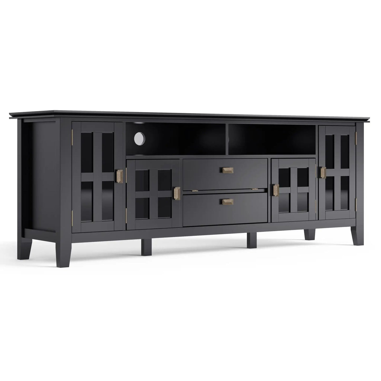 Artisan Tv Media Stand Glass Doors and Drawers