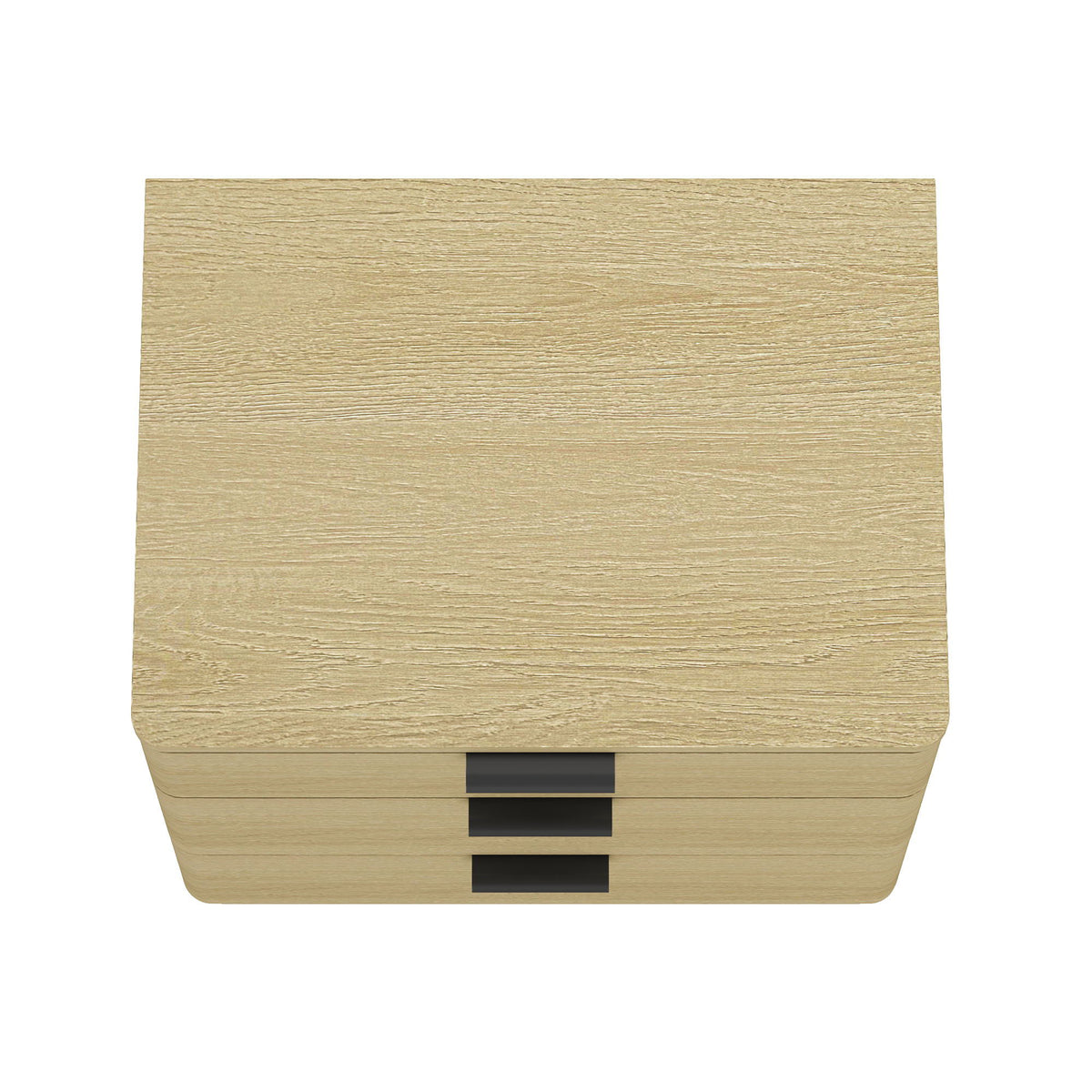 Oak Payton nightstand in oak finish with 3 drawers and black metal handles HouseOfZazla on Tampa Home & Garden Store