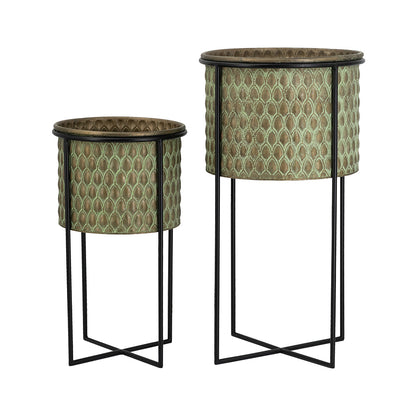 Set of Two Textured and Modern Garden Pots