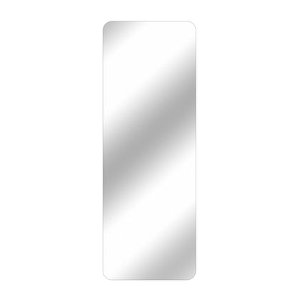 Full Body Round Corner Mirror by HouseOfZazla, tall vertical wall mirror in brushed silver on Tampa Home & Garden Store