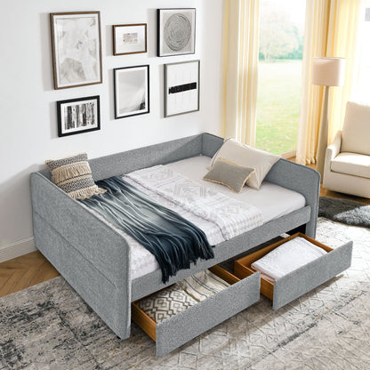 Upholstered Daybed and Two Foam Storage Drawers