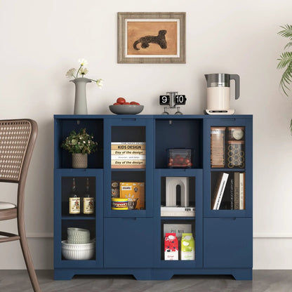 Modern Cabinet with Glass Doors and Drawer