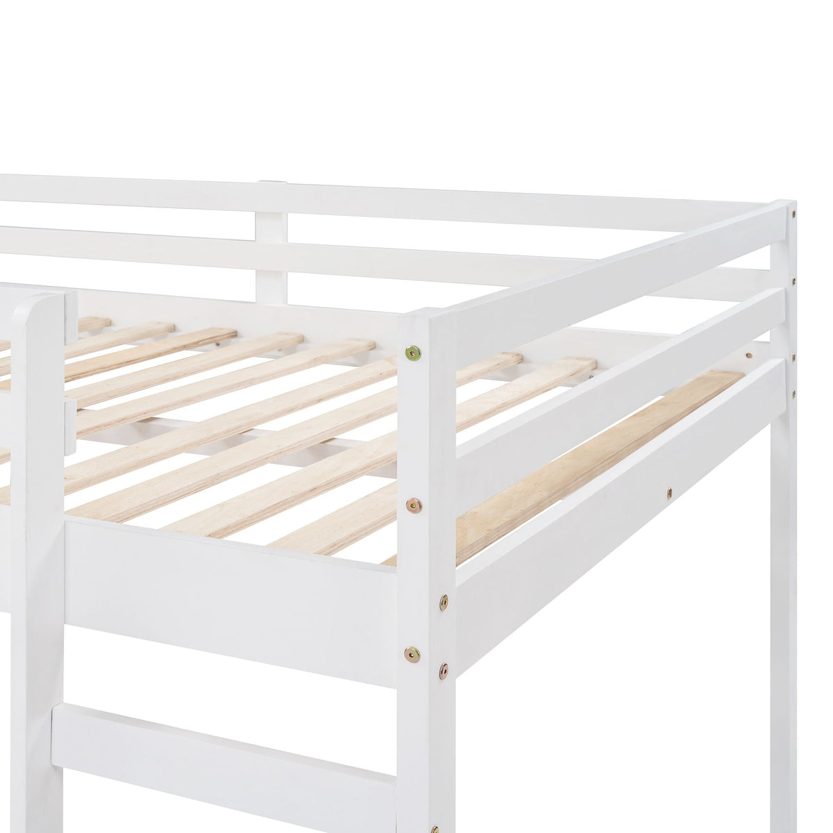 White Solid Wood Full Size Loft Bed and Slide