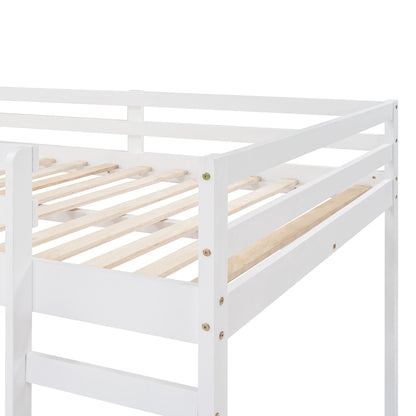 White Solid Wood Full Size Loft Bed and Slide