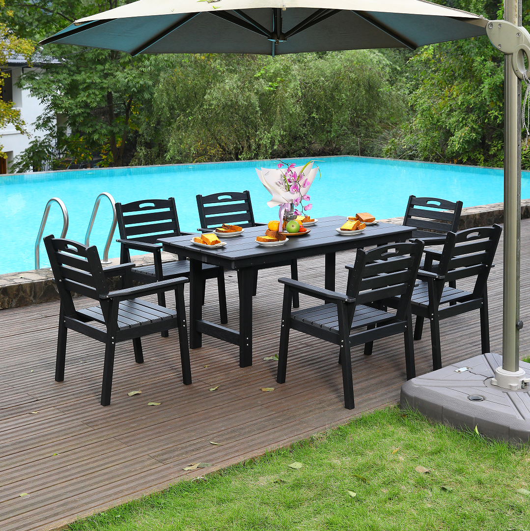 HDPE Outdoor Patio Dining Set and Six Chairs