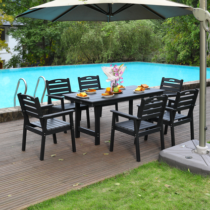 HDPE Outdoor Patio Dining Set and Six Chairs