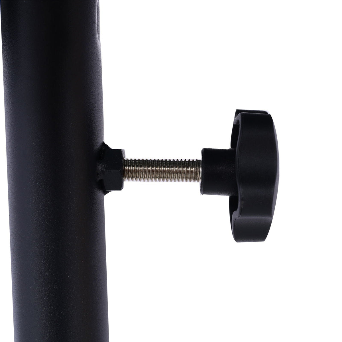 Adjustable Tear Down Work Table hardware: black metal post with bolt and knob on Tampa Home & Garden Store