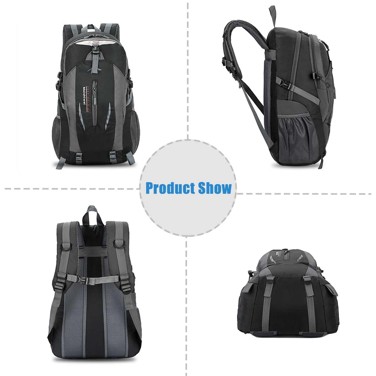 GemGear 36L outdoor backpack, black-gray daypack, waterproof fabric with multiple pockets on Tampa Home & Garden Store