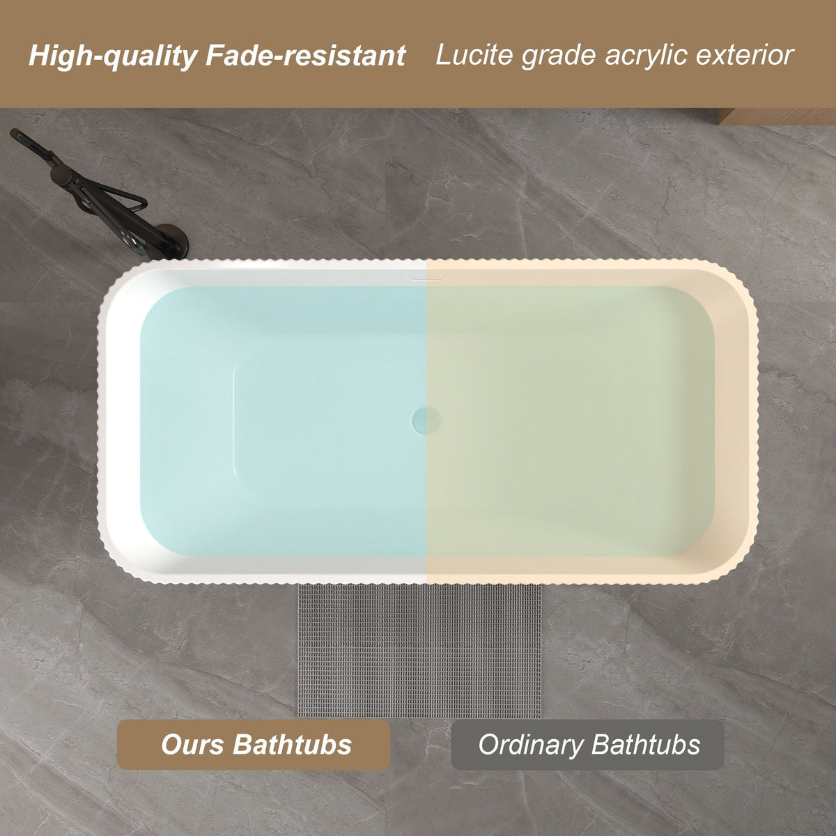 Linear Freestanding Soaker Tub gloss white exterior by HouseOfZazla, acrylic tub on Tampa Home & Garden Store