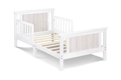 Connelly Reversible Panel Toddler Bed white finish with light wood accents Unique Piece on Tampa Home & Garden Store