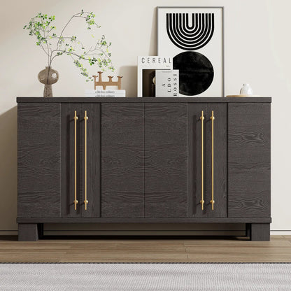 Sideboard With Adjustable Shelves in dark wood, gold hardware by Unique Piece Furniture on Tampa Home & Garden Store
