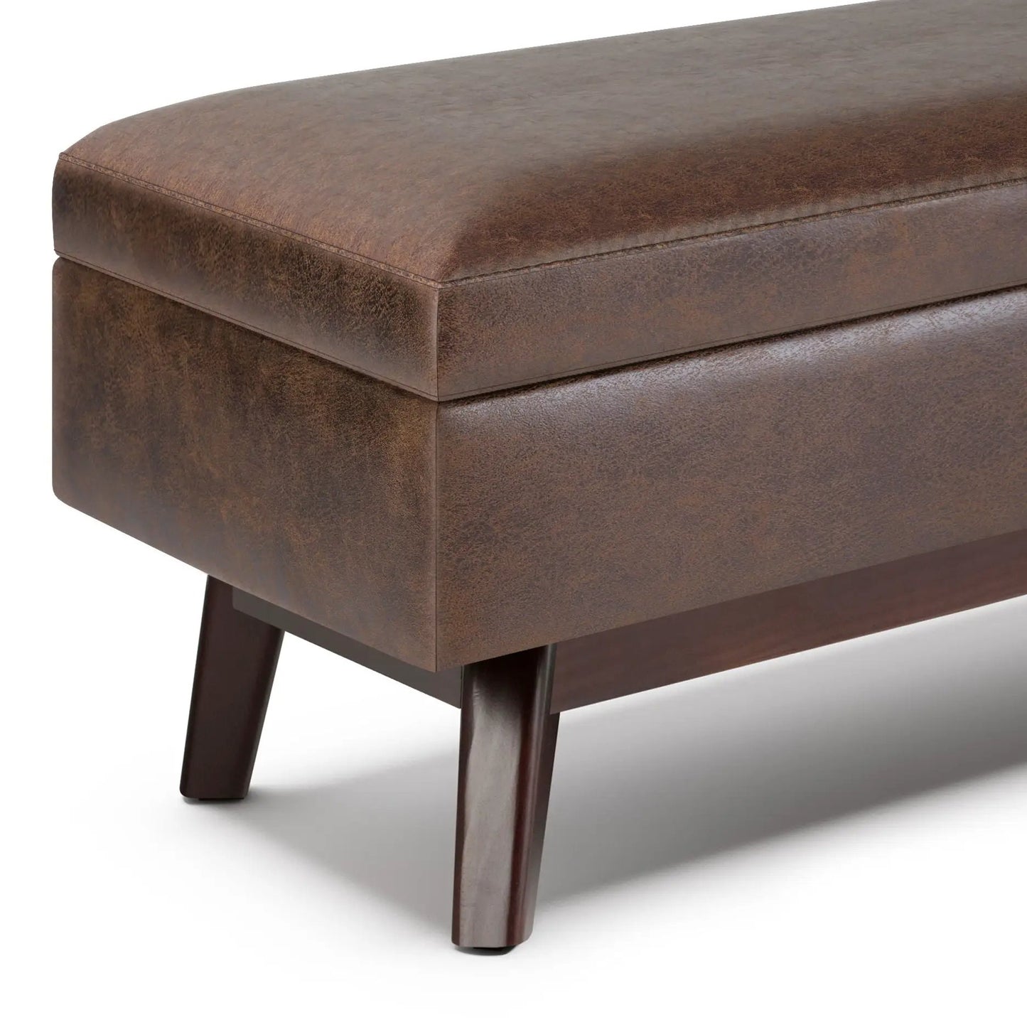 Owen Upholstered Rectangular Storage Ottoman in brown bonded leather by Unique Piece Furniture on Tampa Home & Garden Store
