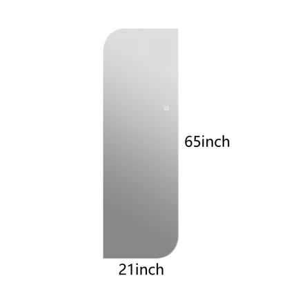 Irregular LED wall mirror in silver with 3-color dimmable lighting by HouseOfZazla, 21x65 inches on Tampa Home & Garden Store