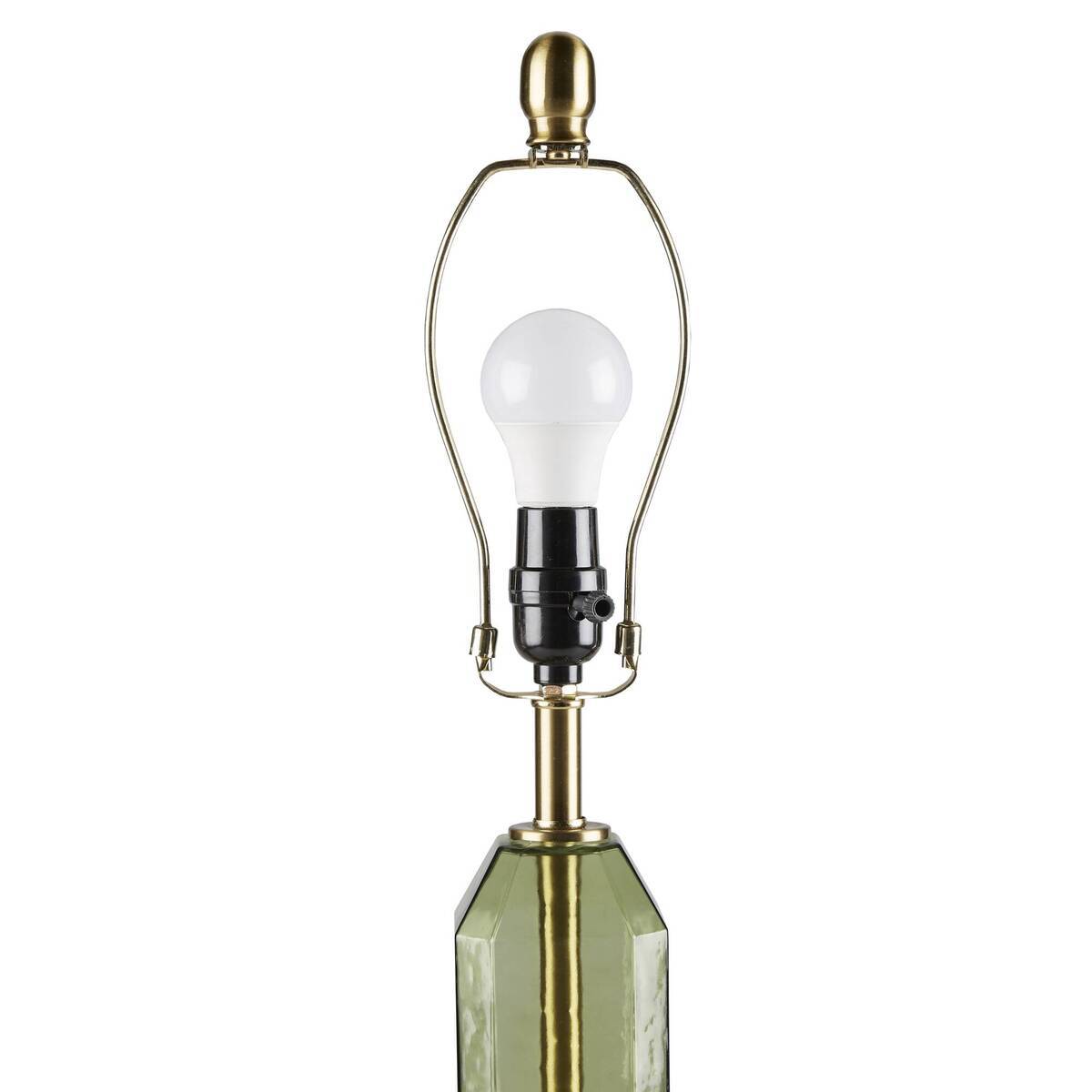 Faceted green glass table lamp with brass hardware by HouseOfZazla on Tampa Home & Garden Store