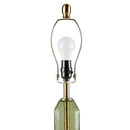 Faceted green glass table lamp with brass hardware by HouseOfZazla on Tampa Home & Garden Store