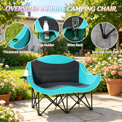 Foldable Outdoor Loveseat for Camping and Patio