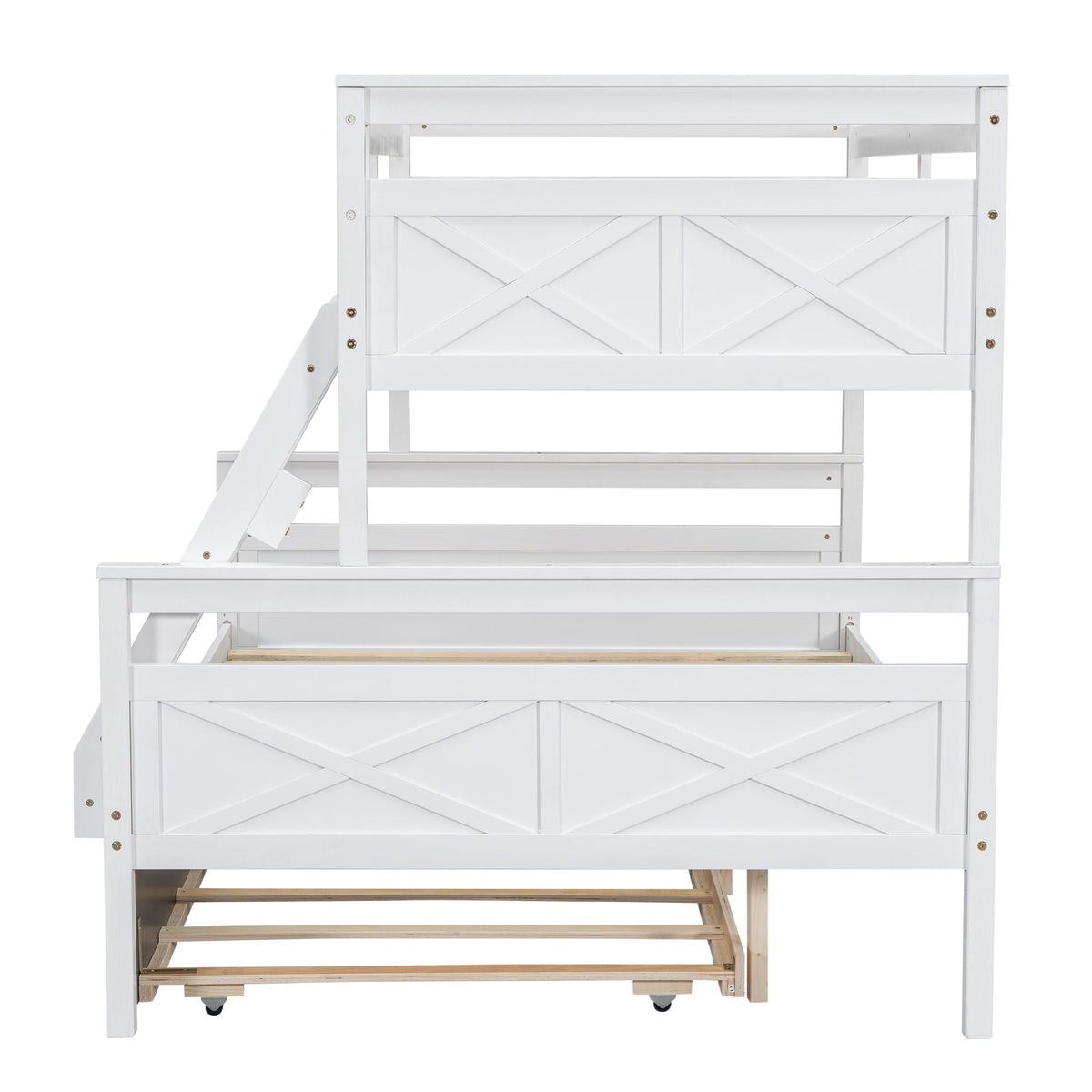 White bunk bed with ladder and safety guardrail by HouseOfZazla on Tampa Home & Garden Store