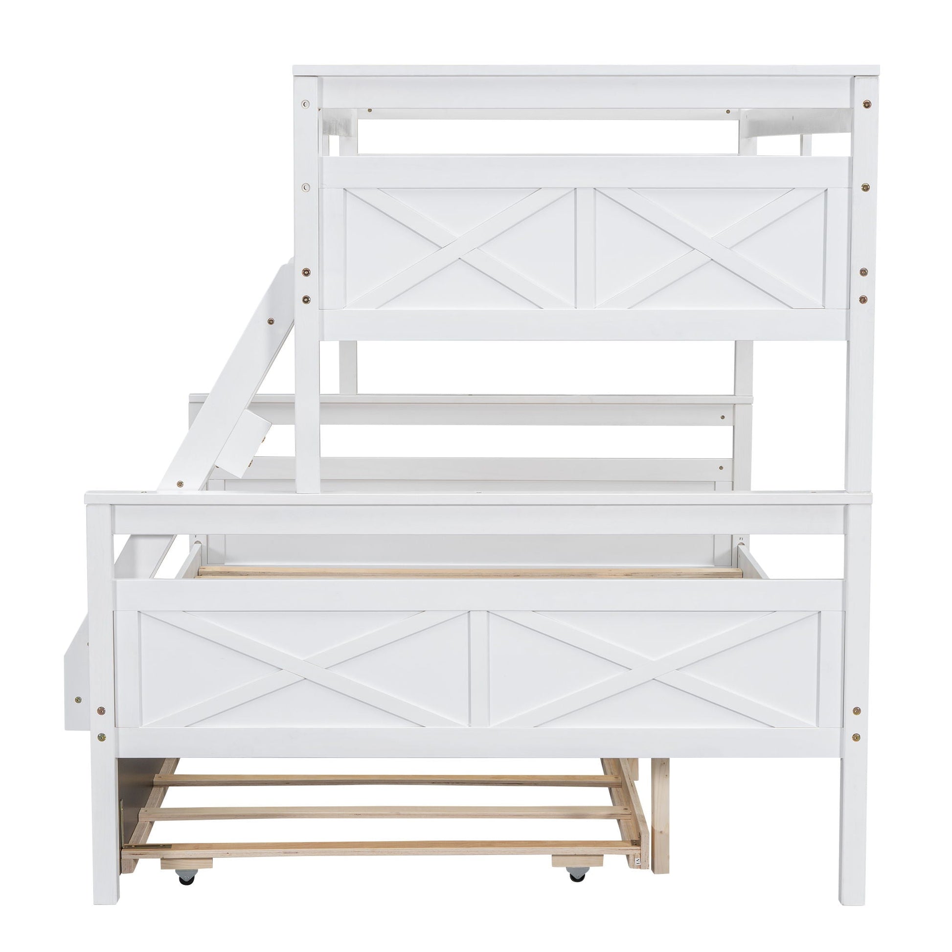 White bunk bed with ladder and safety guardrail by HouseOfZazla on Tampa Home & Garden Store