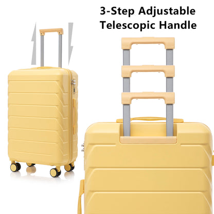 HouseOfZazla 3-piece yellow spinner luggage set with telescopic handles and combination lock on Tampa Home & Garden Store