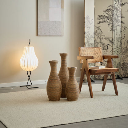 3-piece beige artificial rattan floor vase set with modern artistic style on Tampa Home & Garden Store