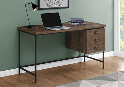 Computer desk by HouseOfZazla with dark wood top and black metal frame, 3 drawers on Tampa Home & Garden Store