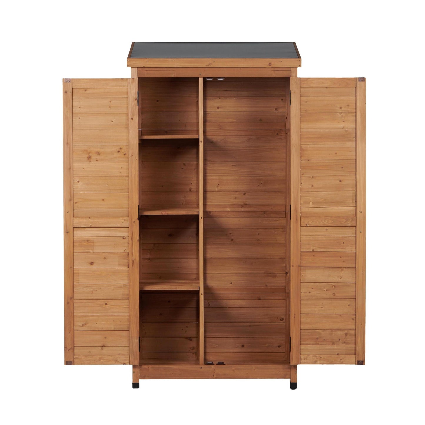Outdoor Shed With Vertical Tool Cabinet and Shelf