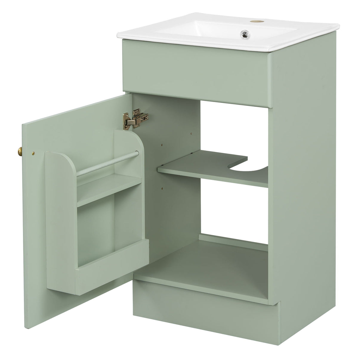 Bathroom vanity with sink by HouseOfZazla, sage green finish, adjustable shelf on Tampa Home & Garden Store