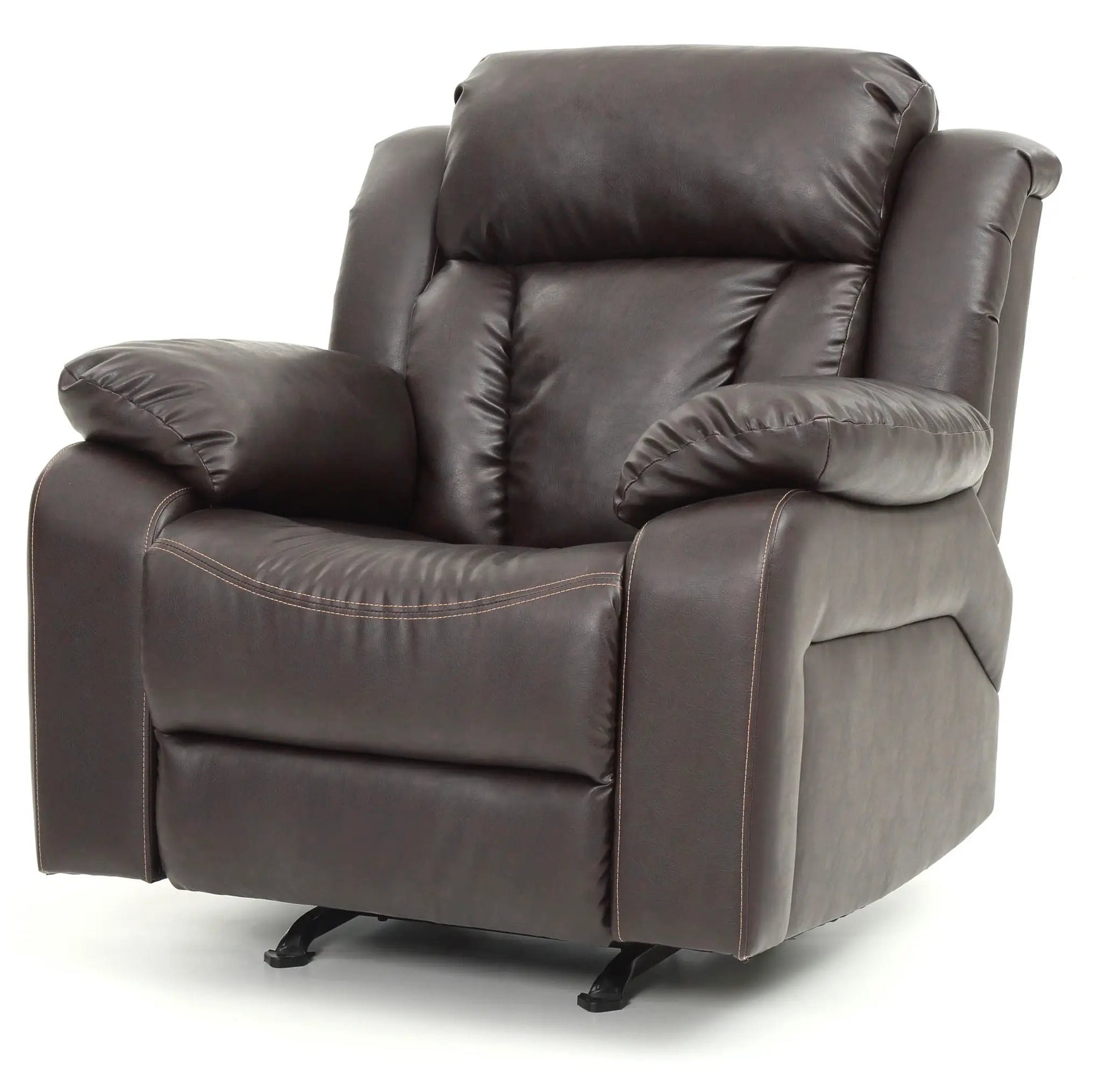 Comfortable Rocking Motion Recliner in dark brown leather by Unique Piece Furniture on Tampa Home & Garden Store