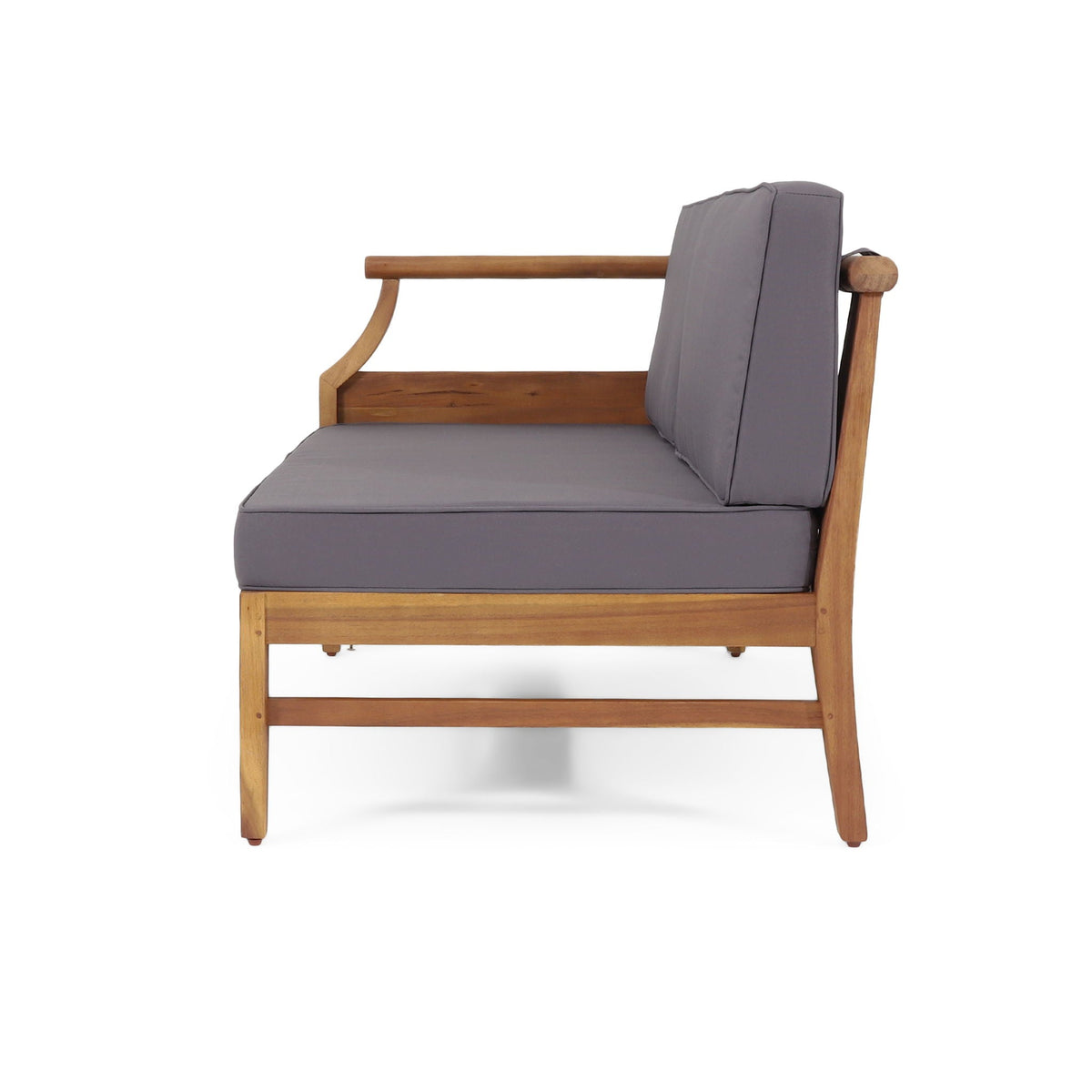 Aston 4 Piece Outdoor Sofa Set with dark gray cushions, wooden frame on Tampa Home & Garden Store