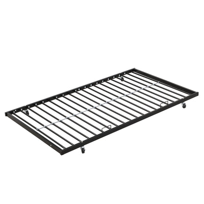 Modern metal bunk bed frame with side ladders and guard rail black finish on Tampa Home & Garden Store