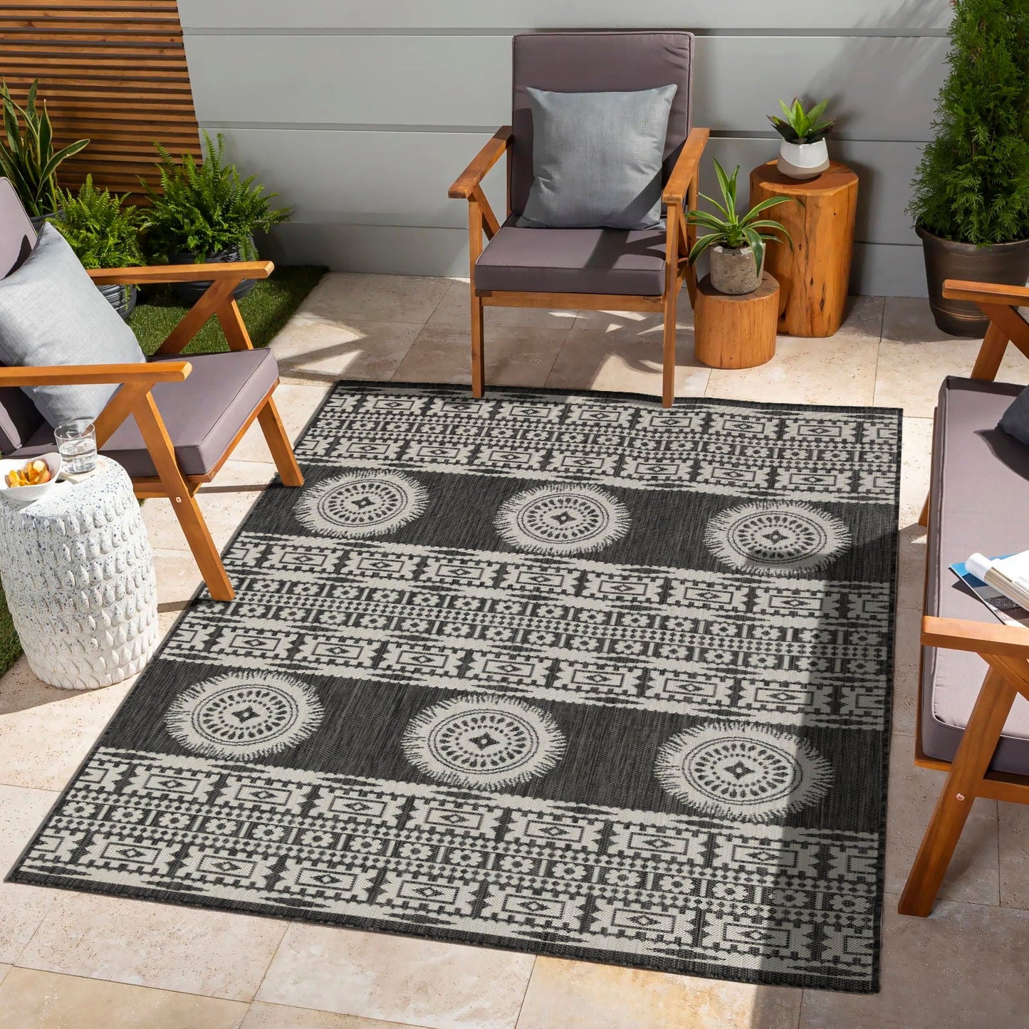 Sunshine Indoor and Outdoor Area Rug Anthracite
