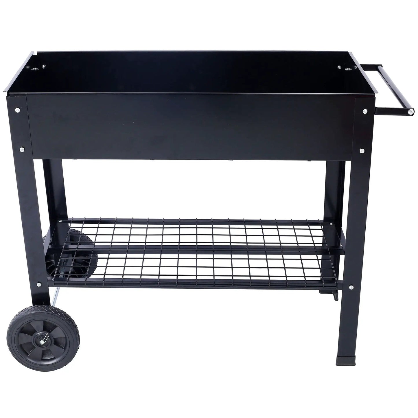 Elevated mobile planter bed on black powder-coated steel with wheels by Unique Piece on Tampa Home & Garden Store