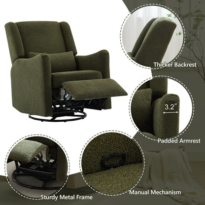 Wide Wingback Swivel Glider And Recliner