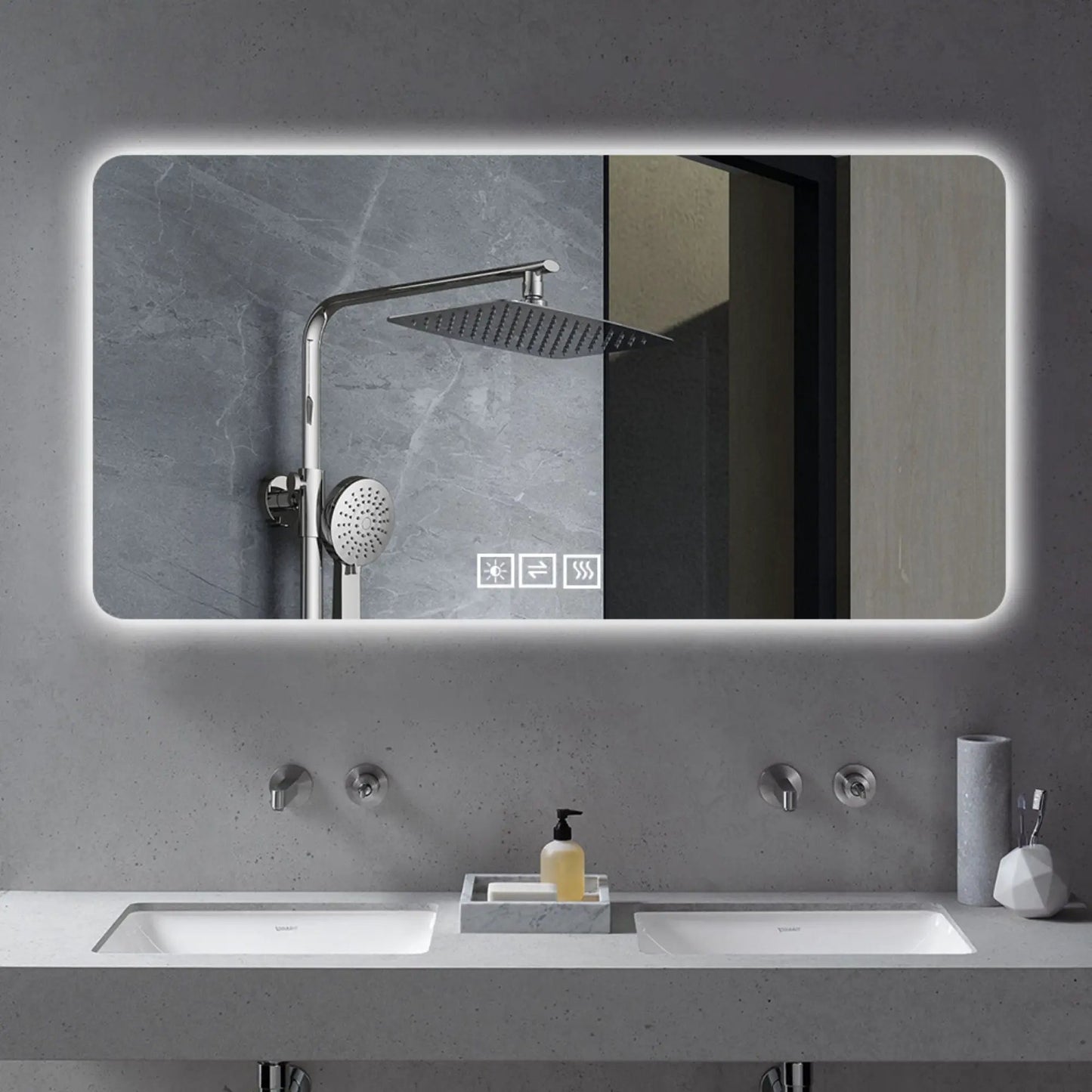 LED Bathroom Mirror With 3 Color Dimmable Backlight, edge-lit Unique Piece Furniture on Tampa Home & Garden Store