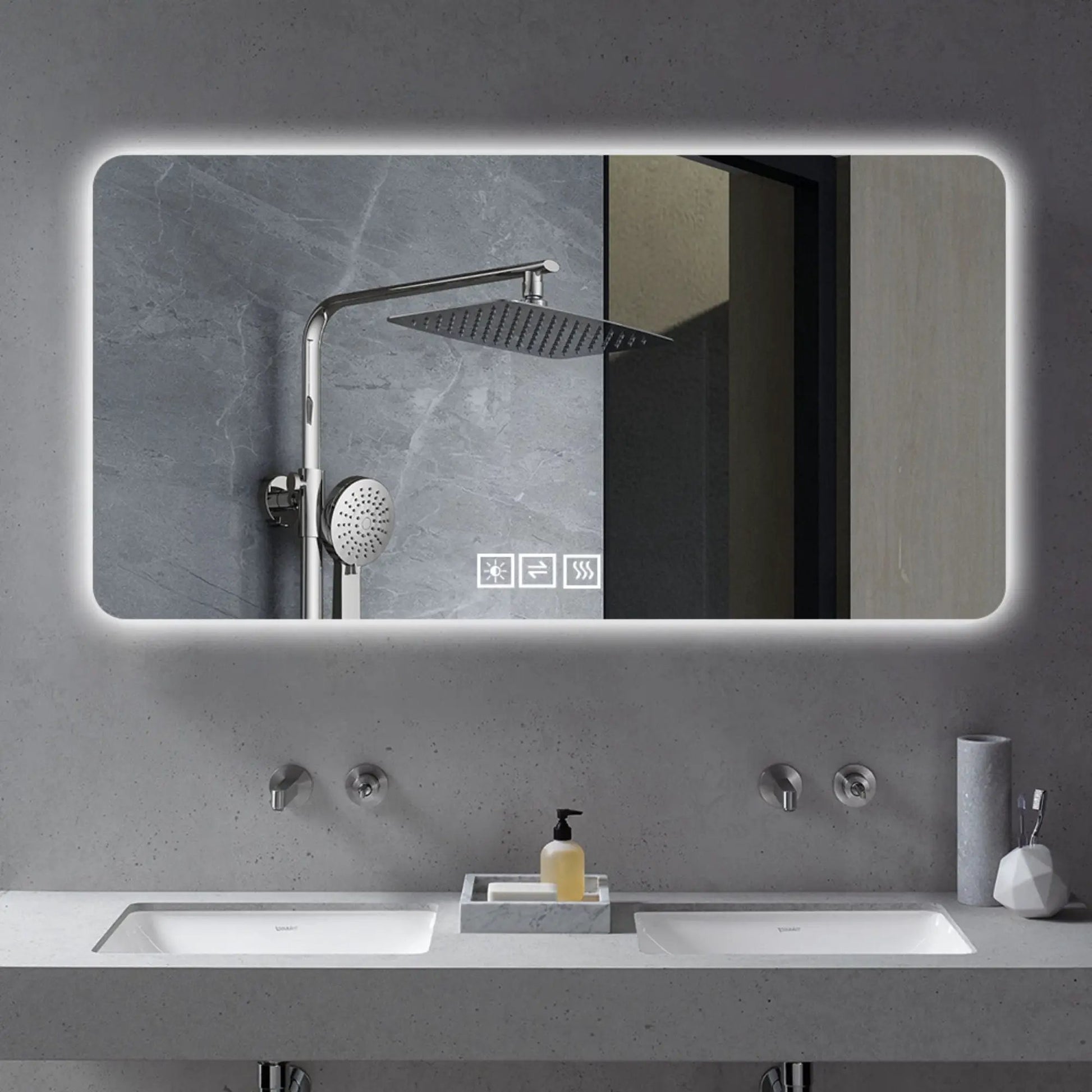 LED Bathroom Mirror With 3 Color Dimmable Backlight, edge-lit Unique Piece Furniture on Tampa Home & Garden Store