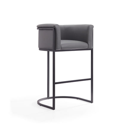 Cosmopolitan stool with upholstered gray seat and black metal frame on Tampa Home & Garden Store
