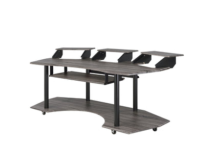 Eleazar Music Recording Studio Desk Wood by HouseOfZazla, wood desk with 3 monitor risers on Tampa Home & Garden Store