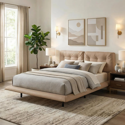 Queen Size Floating Bed Frame With Led Strip