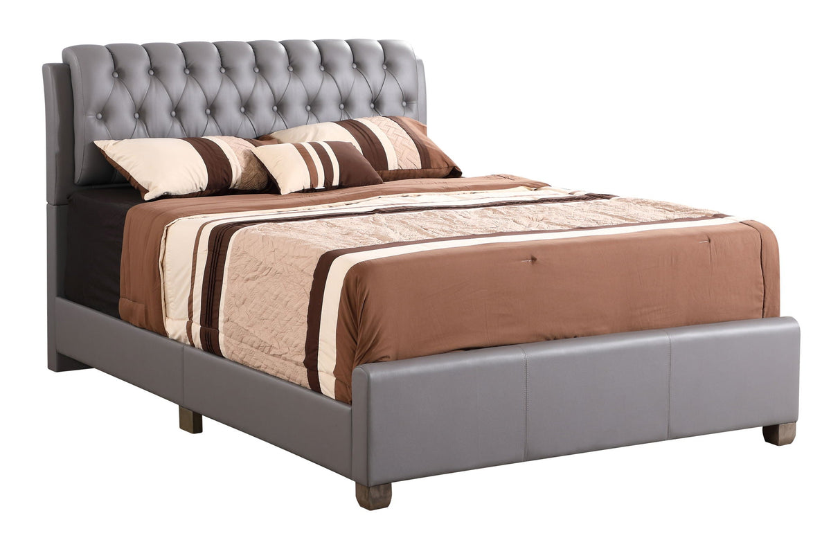Tufted Upholstered Bed gray faux leather button-tufted headboard by HouseOfZazla on Tampa Home & Garden Store