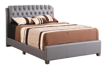 Tufted Upholstered Bed gray faux leather button-tufted headboard by HouseOfZazla on Tampa Home & Garden Store