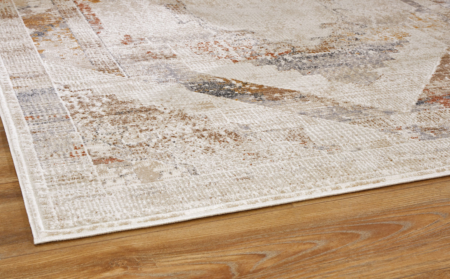 Varnwood Medallion Area Rug in Neutral Tones